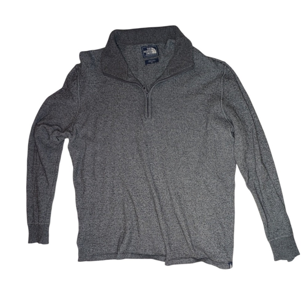 The North Face Mens XXL Gray Wool Blend 1/4 Zip Pullover Sweater Mock Neck